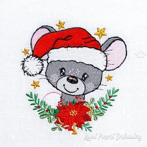 Christmas Mouse Machine Embroidery Design - 2 sizes