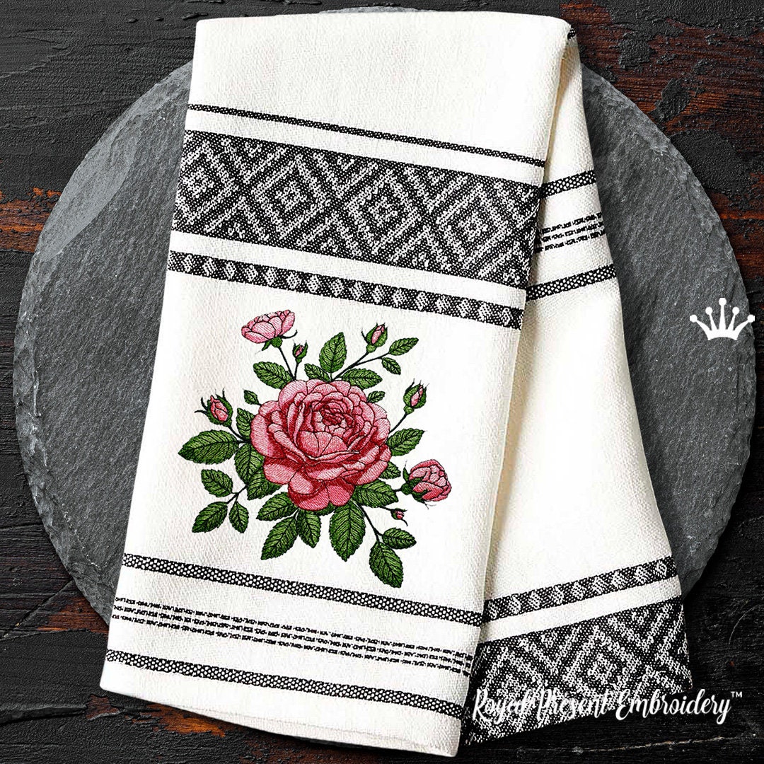 Traditional Roses Machine Embroidery Design - 4 Sizes - Etsy