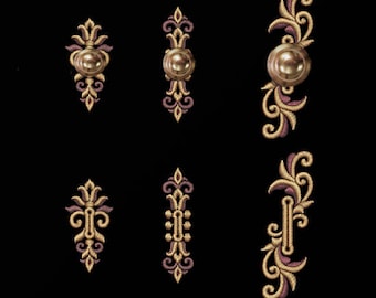 Three Baroque buttonholes Machine Embroidery Designs