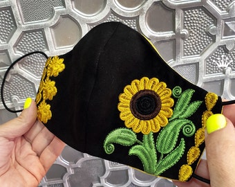 Sunflower Protective Face Mask Machine Embroidery Design