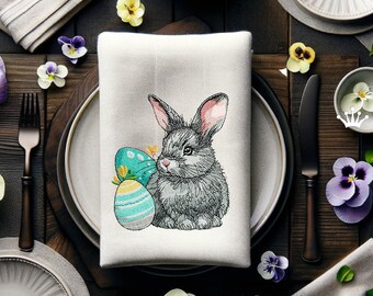 Gray Bunny with Easter eggs design for an embroidery machine - 3 sizes
