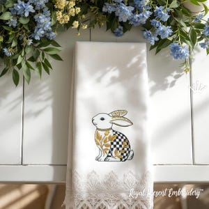 Rabbit Checkered Baroque small  machine embroidery design - 4 sizes