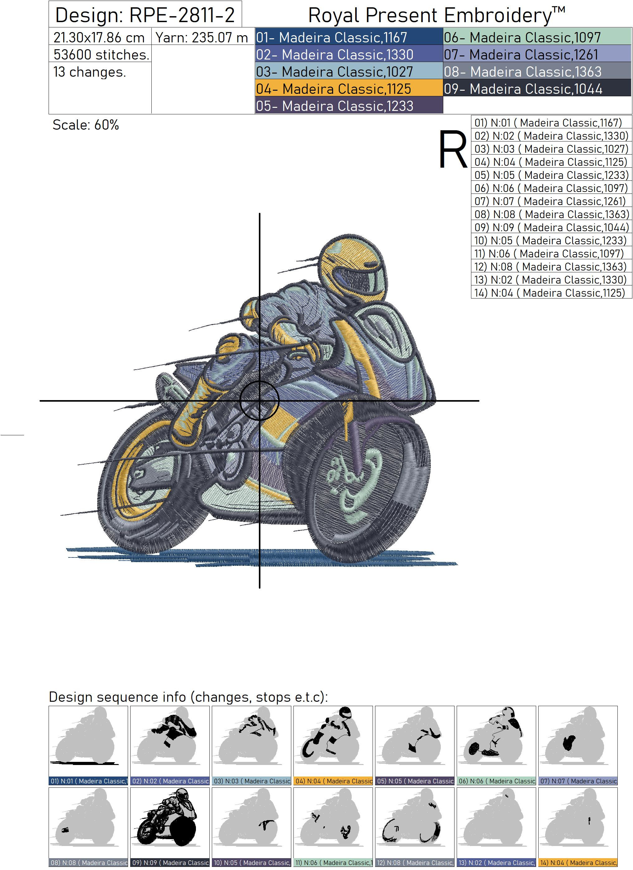 Motobiker Machine Embroidery Design - 3 Sizes - Etsy