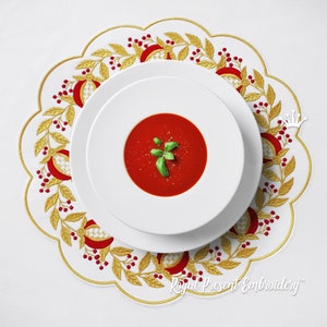 ITH Jacobean Pomegranate table placemat design for multi-needle industrial machine