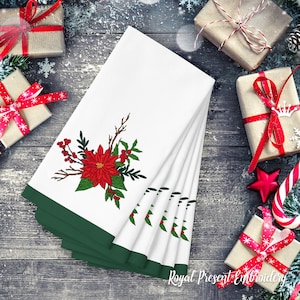 Poinsecja zimowy bukiet Maszyna Haft Design - 2 rozmiary