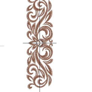 May include: A brown embroidery design with a floral pattern. The design is 5.18 inches by 17.82 inches and uses 14,800 stitches. The design is called "RPE-549-180" and is for Madeira Classic, 1258.