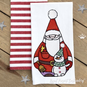 Santa Claus with Snowman Machine Embroidery Design - 4 sizes