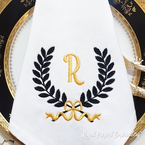 Frame with bow machine embroidery design - 3 sizes