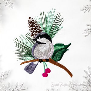 Cute Grey Titmouse Machine Embroidery Design - 3 sizes