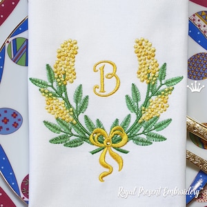 Mimosa frame Machine Embroidery Design - 3 sizes