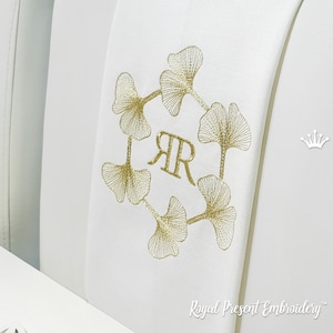 Ginkgo Biloba Frame Machine Embroidery Design - 4 sizes