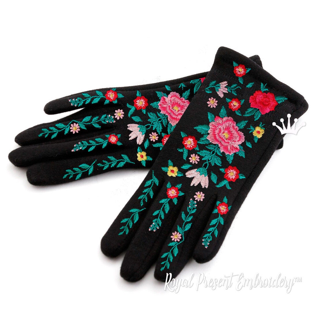 Gloves Machine Embroidery Design 2 Sizes - Etsy