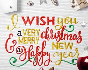 Calligraphy Christmas Postcard Machine Embroidery Design