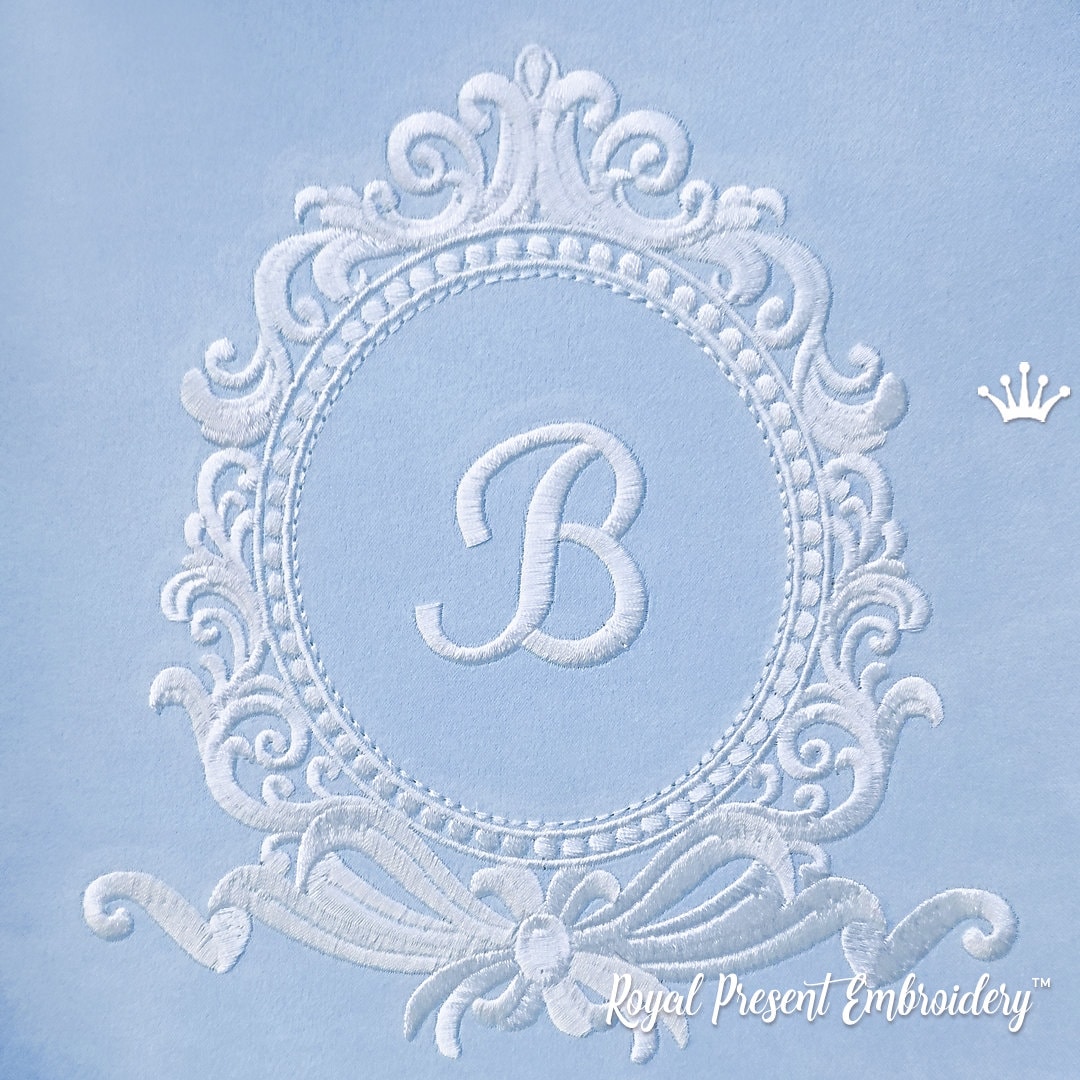 Blank Rococo Letter Antique Rococo Blank Monogram Machine Embroidery Design - 4 Sizes - Etsy