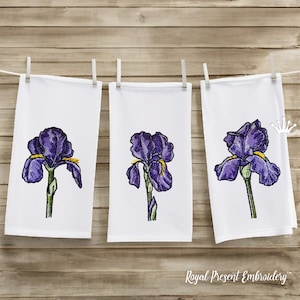 Maskinbroderi av irisblommor - 5 storlekar