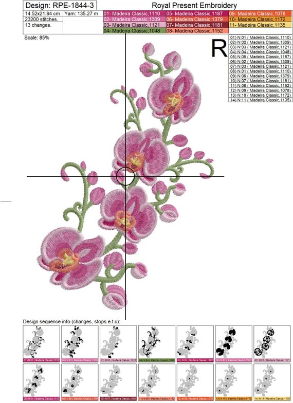 Diseño de bordado de máquina de orquídeas 3 tamaños - Etsy España Diseño de bordado de máquina de orquídeas 3 tamaños - Etsy España