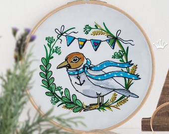 Seagull Wreath Machine Embroidery Design - 4 sizes