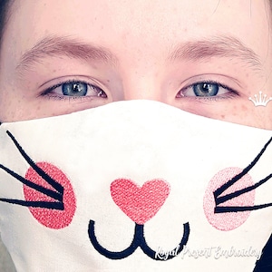In The Hoop face mask Kitty Machine Embroidery design