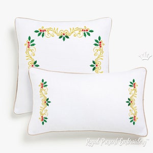 Natale confine con agrifoglio Instant Download Ricamo Design - 4 dimensioni