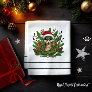 Festive Smiling Snake machine embroidery design - 4 sizes