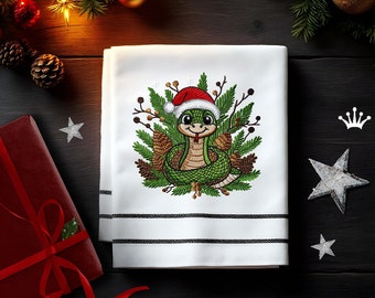 Festive Smiling Snake machine embroidery design - 4 sizes