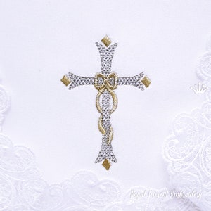 Cross with bow Machine Embroidery Design in 2 sizes