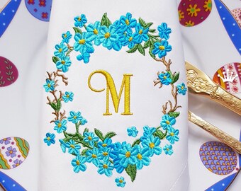 Romantic frame with forget-me-not flowers Embroidery Design - 4 sizes