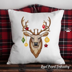 Christmas Deer with toys Machine Embroidery Design - 4 sizes