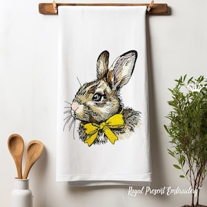 Rabbit with a bow boy machine embroidery design - 4 sizes