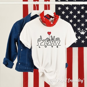 Sign Language LOVE lettering machine embroidery design - 9 sizes
