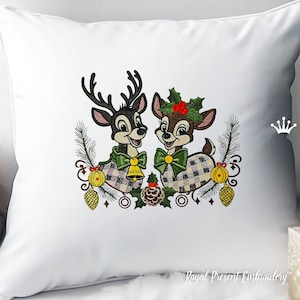 Cartoon Christmas Reindeer Large machine embroidery design - 4 sizes