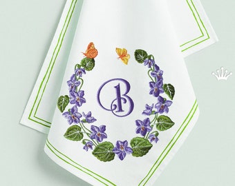 Violet frame with butterflies large machine embroidery design - 3 sizes