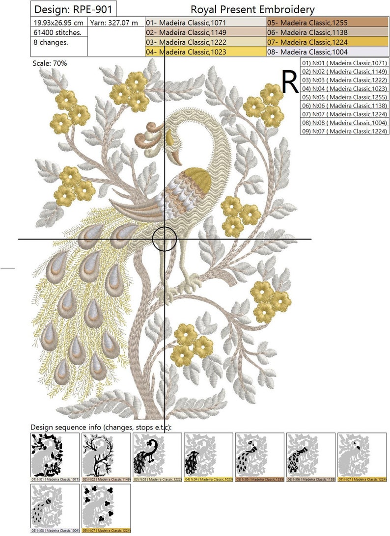 Machine Embroidery Design Peacock 3 sizes image 5