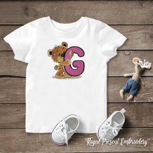 Ours en peluche lettre G Machine Broderie Design - 4 tailles