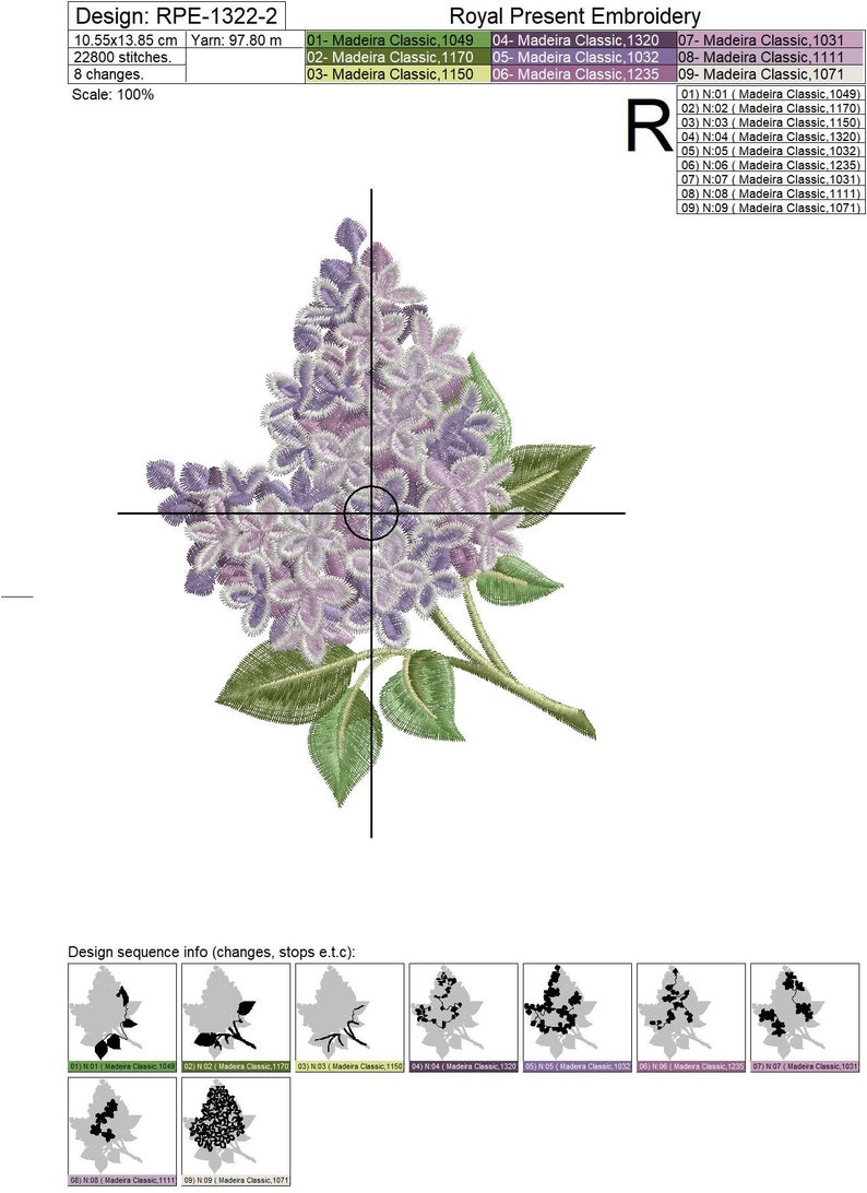 Lilac Blossom Machine Embroidery Design - 2 Sizes - Etsy