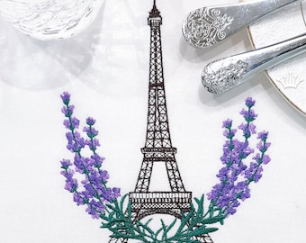 Lavender Eiffel Tower Machine Embroidery Design - 3 sizes