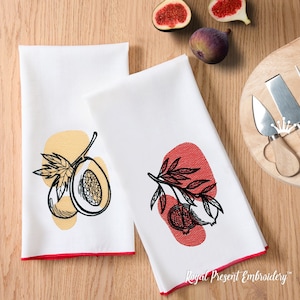 Papaya and Pomegranates Machine Embroidery Designs - 4 sizes