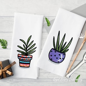 Succulents in a Pot Machine Embroidery Designs - 4 sizes