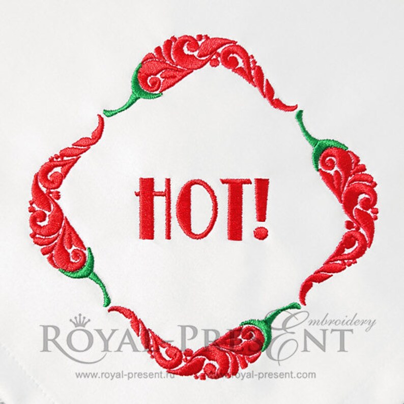 6 sizes Machine embroidery design Chilli Pepper frame