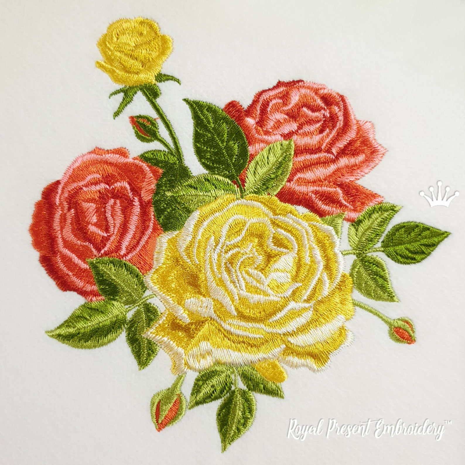 Bouquet of Roses Machine Embroidery Design - 3 Sizes - Etsy