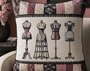 Conjunto de diseños de bordado a máquina para maniquíes vintage, decoración de taller de costura con maniquí antiguo, archivos digitales de taller de moda, 4 diseños, 6 tamaños.