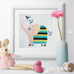 Schattig olifant machine borduurwerk ontwerp - 2 maten