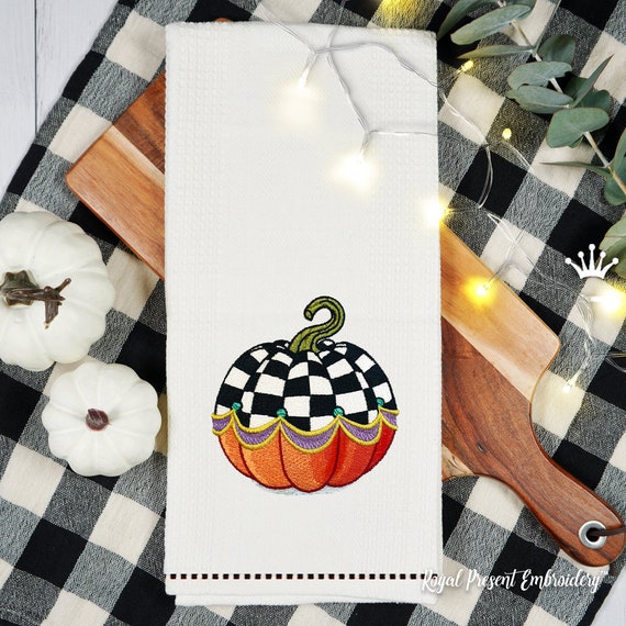 Checkered Pumpkin Machine Embroidery Design - 4 sizes