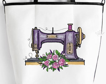 Sewing machine with a bouquet of roses machine embroidery design - 6 sizes