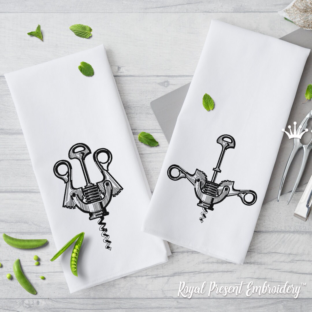 Two Corkscrews Machine Embroidery Design 5 Sizes Etsy