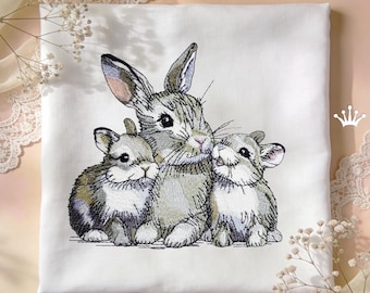Mama Bunny and the Bunnies Machine Embroidery Design - 4 sizes