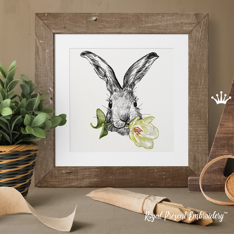 Rabbit Embroidery - Etsy