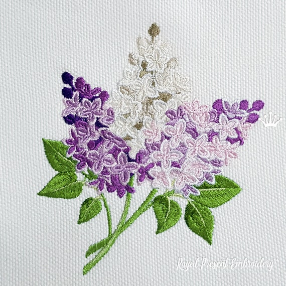 【ライラックさま】vintage picture ❀お花とフラワーベースの刺繍絵 ライラックの機械刺繍デザイン - 2 サイズ - Etsy 日本