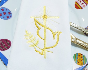 Cross with Dove Machine Embroidery Design - 3 sizes