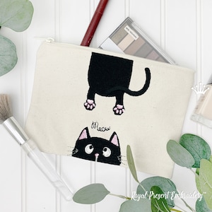 猫のポケット機械刺繍デザイン - 4 サイズ